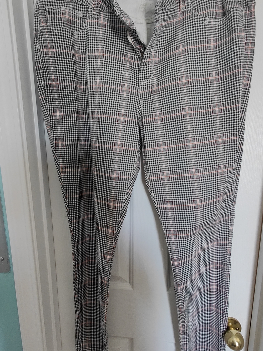 Men's Plaid Stretch Dress Pants - Black and Pink